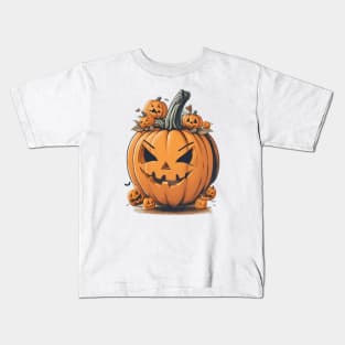 scary halloween pumpkin head , Kids T-Shirt